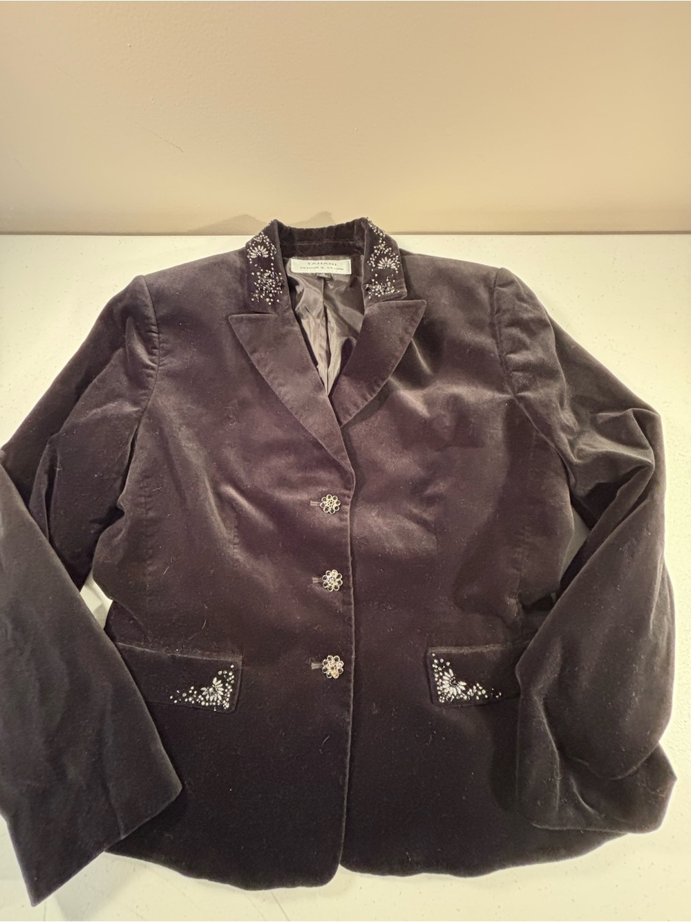 Velvet Embellished Women's Jacket in black